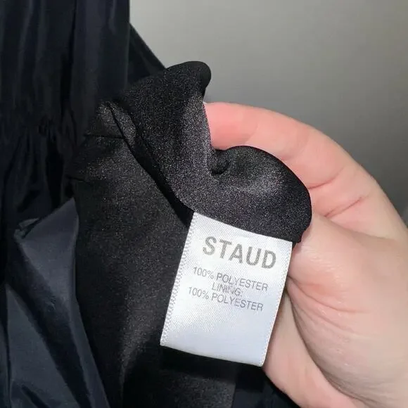 Staud Dome Halter Neck Cut Out Maxi Dress Tiered Skirt Black Size Medium - Picture 8 of 10